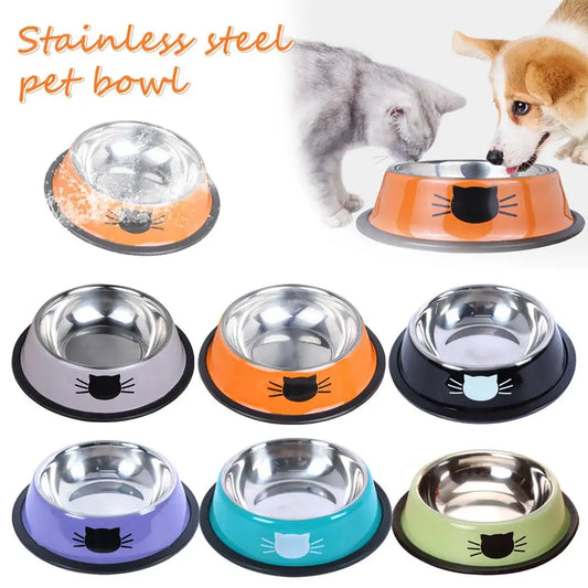 Stainless Steel Cat Food & Water Bowl – Non-Slip Base, Kitten Feeder - Pawsitive Cuddles