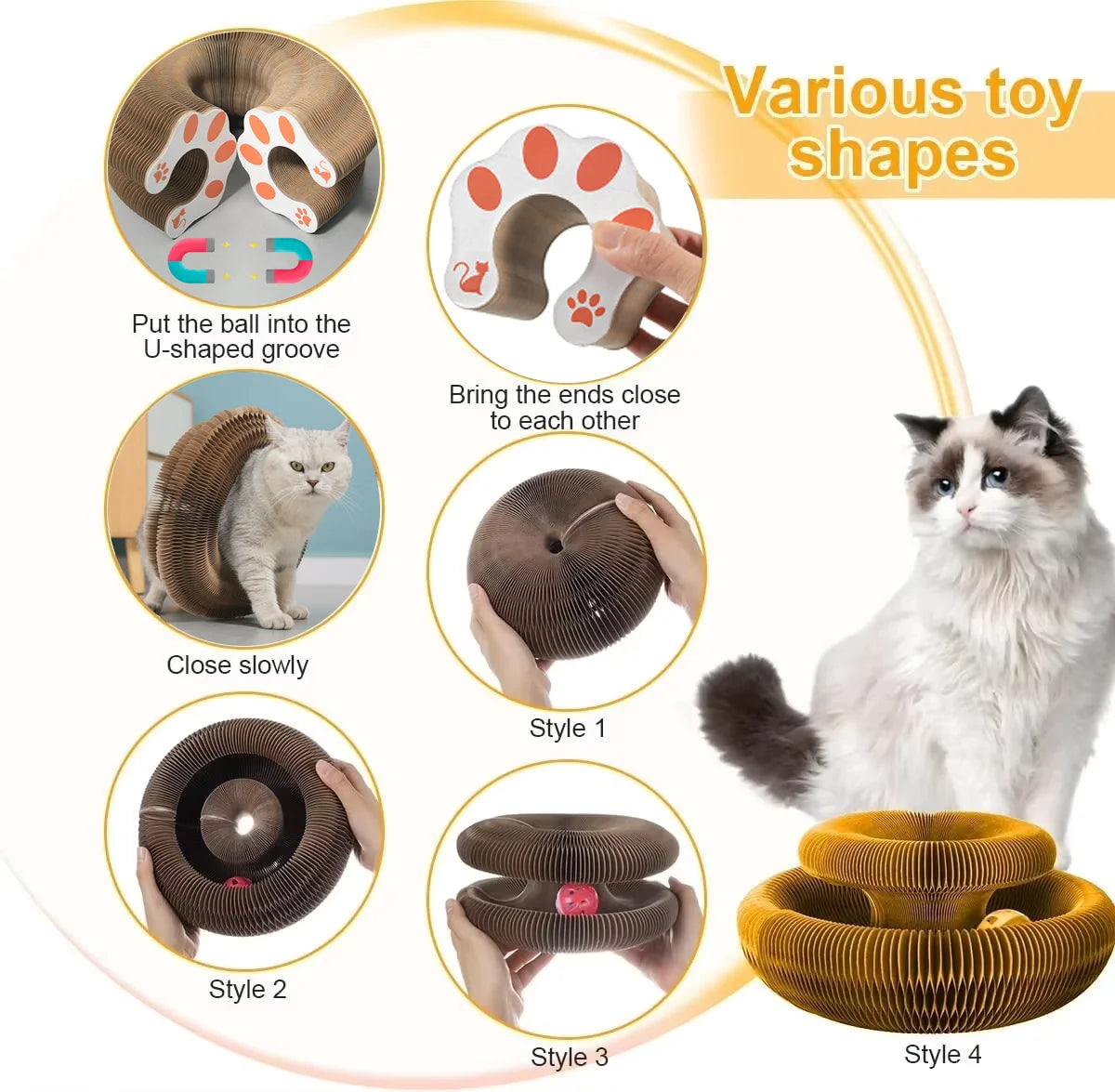 Round Corrugated Claw Grinder with Ball - Pawsitive Cuddles