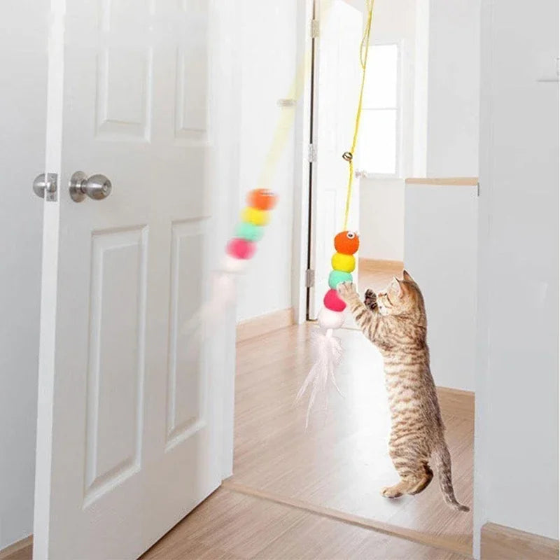 Cat Toy Swing – Elastic Feather Toy - Pawsitive Cuddles