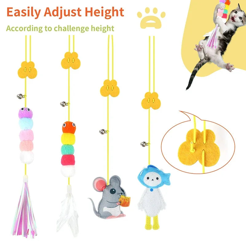 Cat Toy Swing – Elastic Feather Toy - Pawsitive Cuddles
