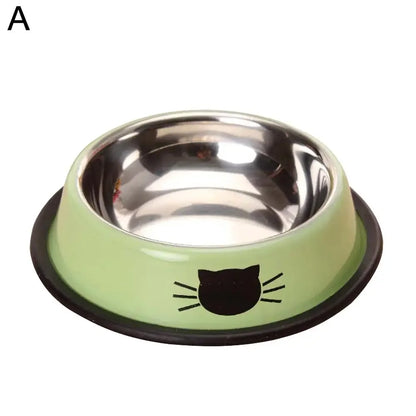 Stainless Steel Cat Food & Water Bowl – Non-Slip Base, Kitten Feeder - Pawsitive Cuddles