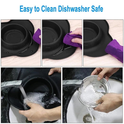 Antislip Double Dog Bowl With Silicone Mat Durable Stainless Steel Water Food Feeder Pet Feeding Drinking Bowls for Dogs Cats - Pawsitive Cuddles