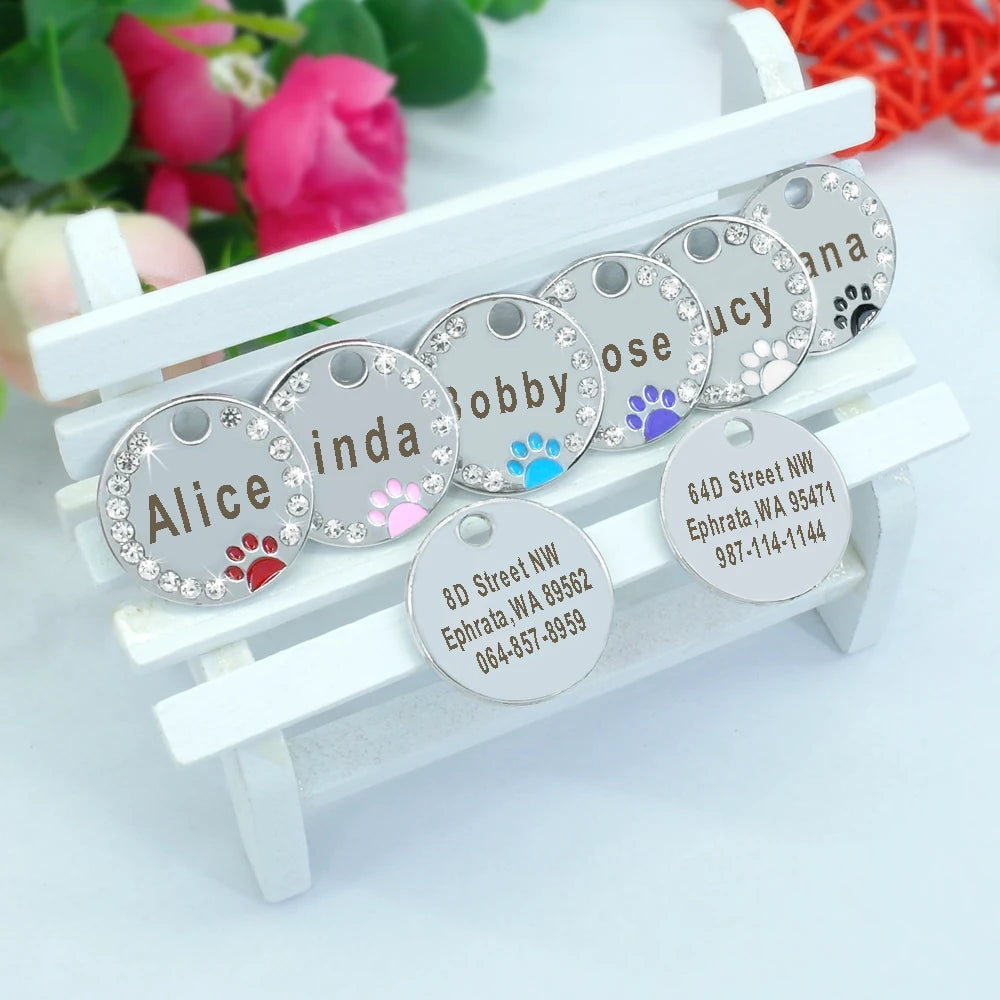 Rhinestone Name Tag for Dogs & Cats - Pawsitive Cuddles