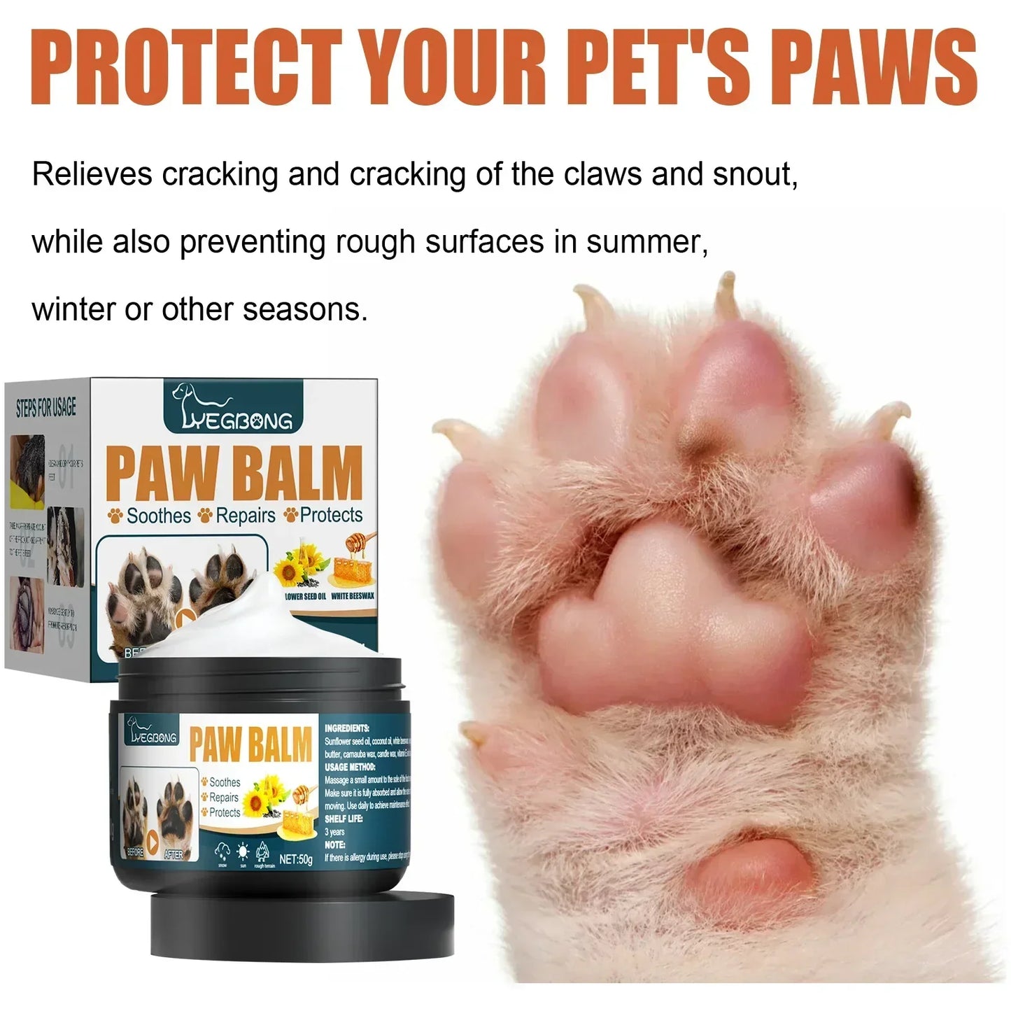 Pet Paw Balm Natural Pet Care Soother Moisturizer Cream Repair Dry Cracking Skin