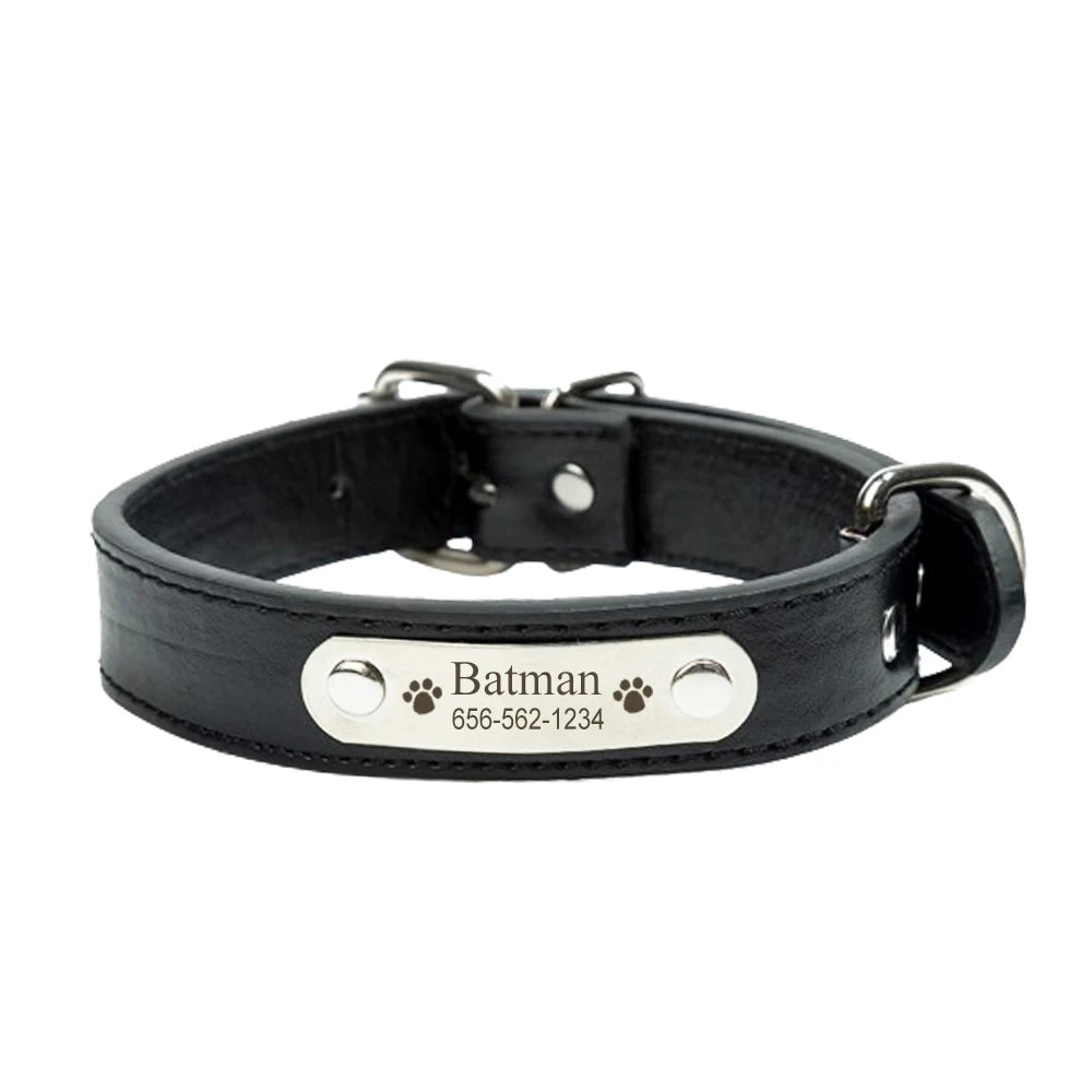 Personalized PU Leather Dog Collar - Pawsitive Cuddles