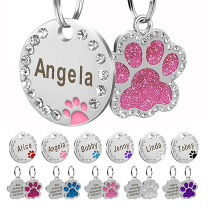 Rhinestone Name Tag for Dogs & Cats - Pawsitive Cuddles
