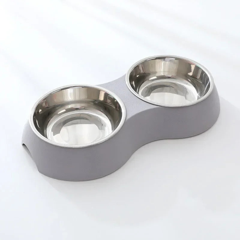 Stainless Steel Double Pet Bowl – Food & Water Dish - Pawsitive Cuddles