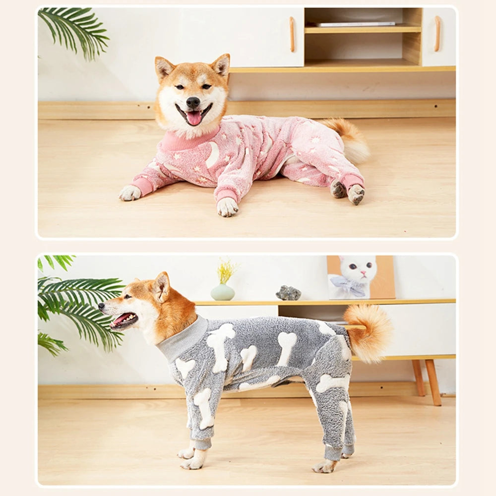 Flannel Dog Pajamas – Warm & Cozy Jumpsuit for Medium & Large Dogs - Pawsitive Cuddles