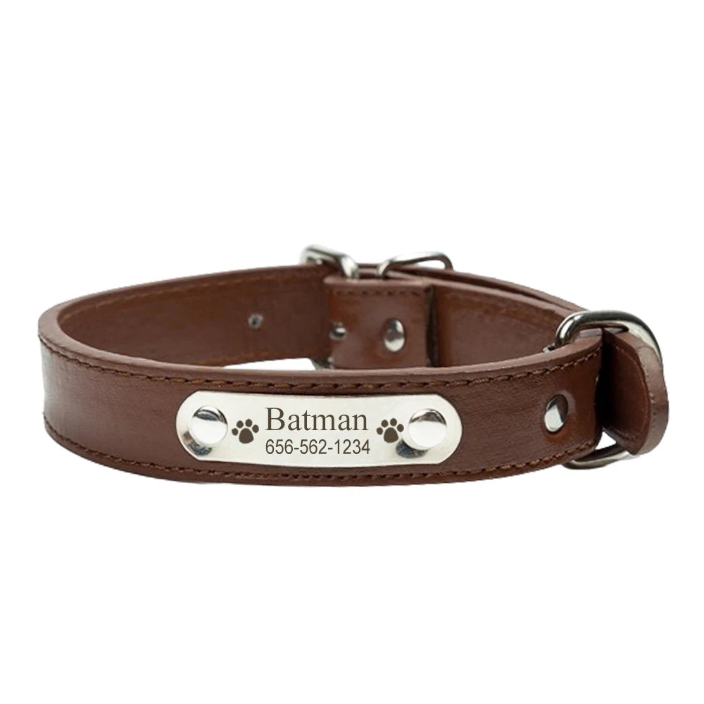 Personalized PU Leather Dog Collar - Pawsitive Cuddles