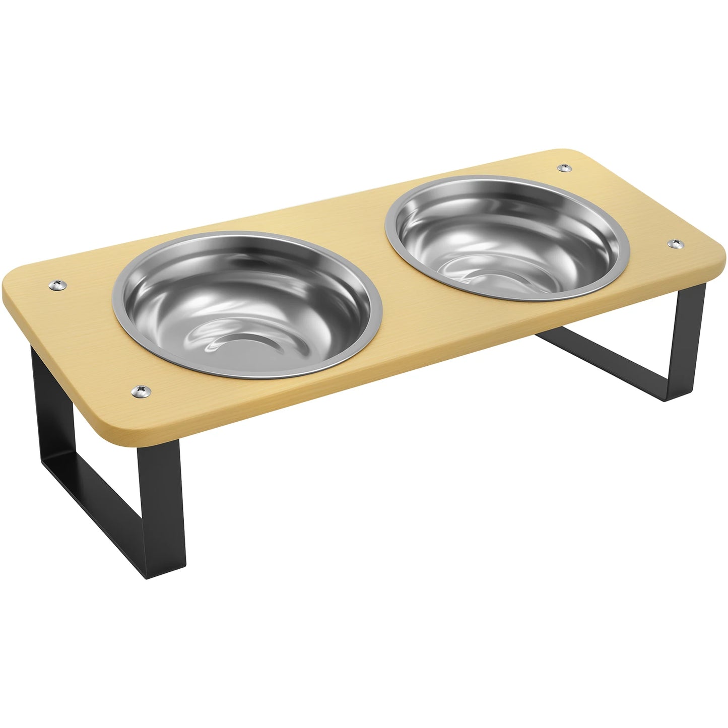 Elevated Pet Bowls Wood  Stand with Stainless Steel - Pawsitive Cuddles