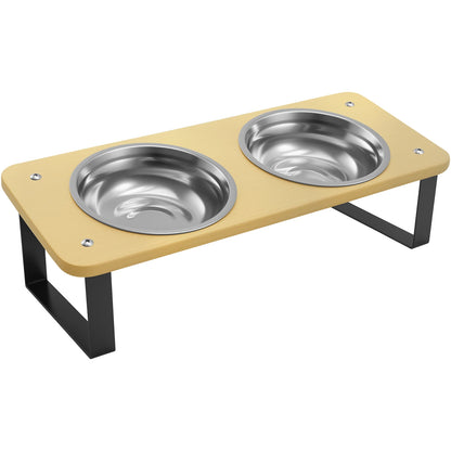 Elevated Pet Bowls Wood  Stand with Stainless Steel - Pawsitive Cuddles