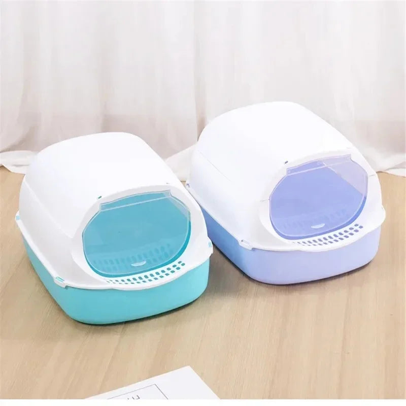 Kitty Sandbox Cat Litter Box Semi-enclosed Splashproof Cat Tray Cat Toilet Cleaning Basin Supplies Pet Toilet Kitten Tray Bedpan - Pawsitive Cuddles