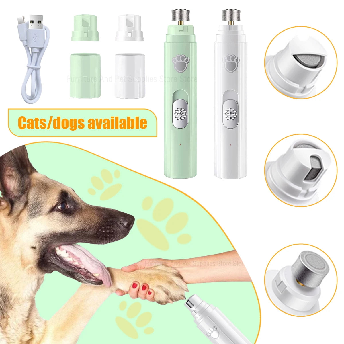 Electric Dog Nail Grinder Nail Clipper USB Rechargeable - Pawsitive Cuddles