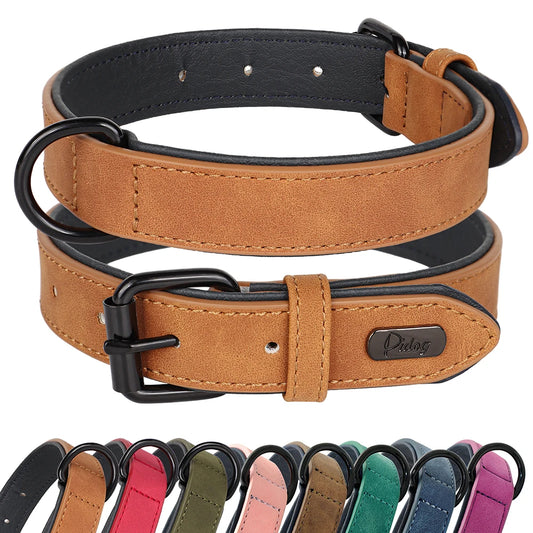 Soft Padded Real Leather Collar for Big Dogs - Pawsitive Cuddles