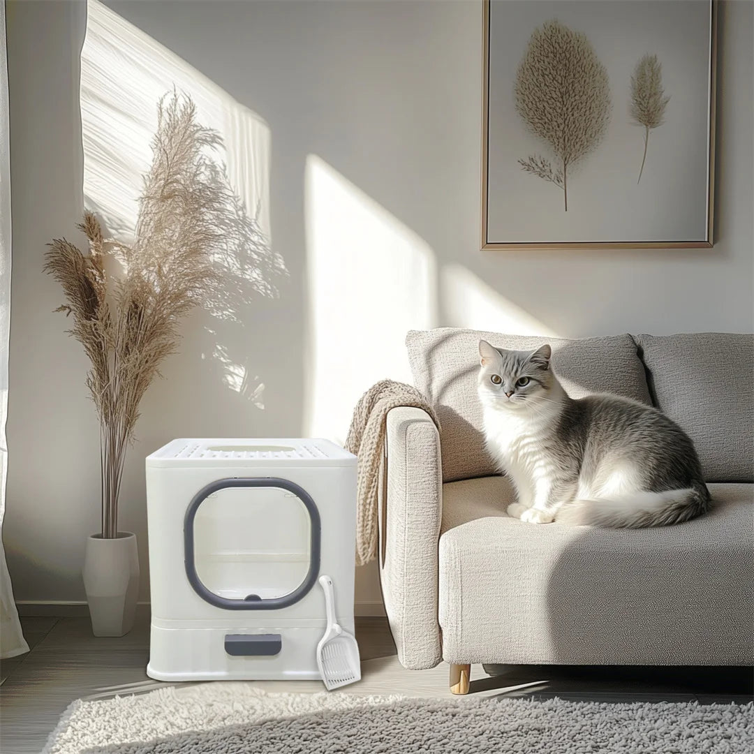 Cat Litter Tray Box: Foldable Top Entry - Pawsitive Cuddles