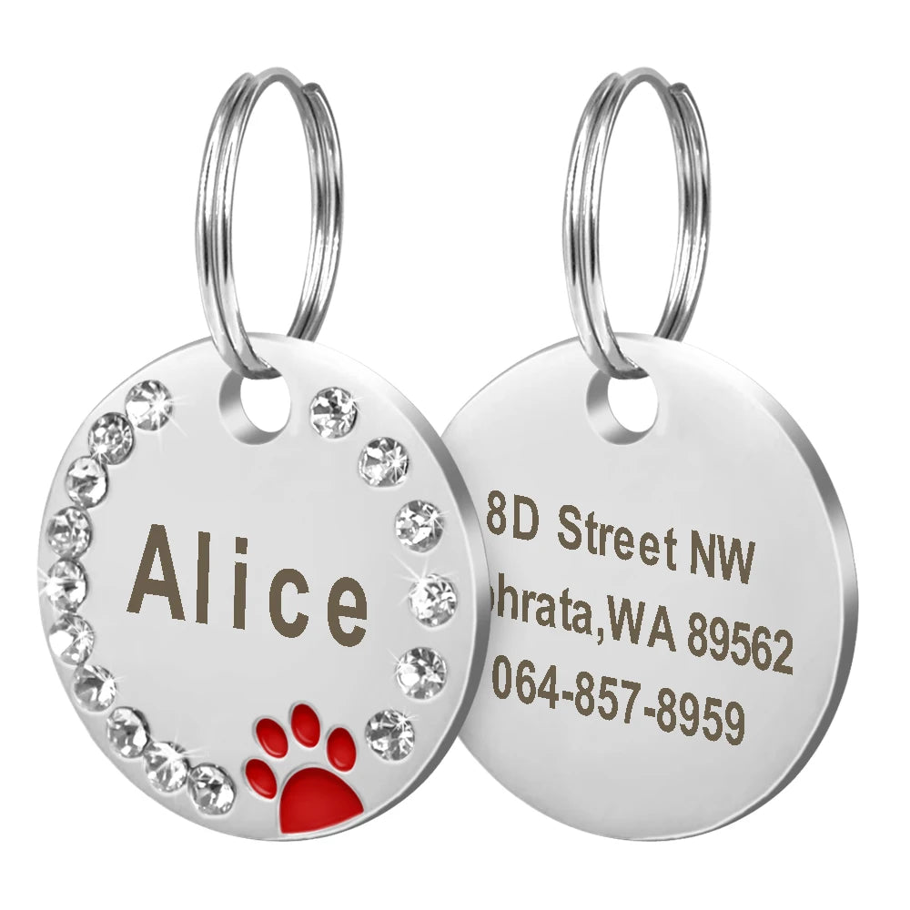 Rhinestone Name Tag for Dogs & Cats - Pawsitive Cuddles