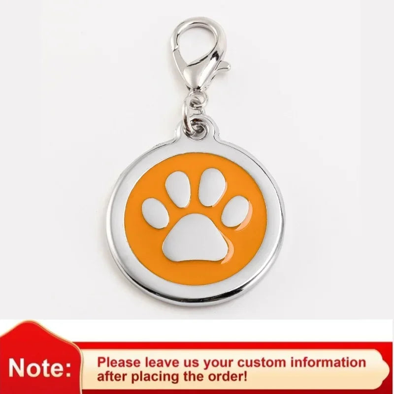 Custom Engraved Name Tag with Paw Print Design - Pawsitive Cuddles