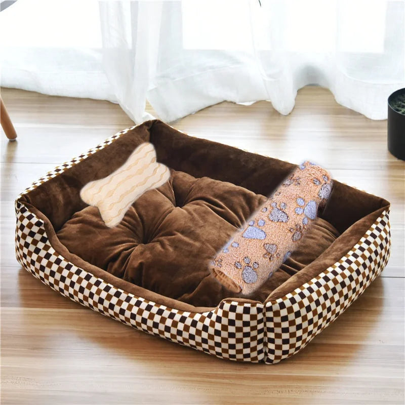 Warm Bone Washable Pet Bed for Dogs & Cats – Soft Cotton Nest - Pawsitive Cuddles