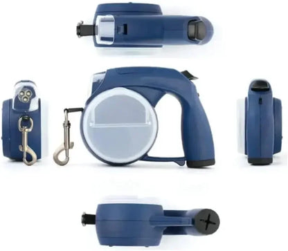 Retractable Dog Leash with Light With Water Bowl Food Box Poop Bag Container - Pawsitive Cuddles