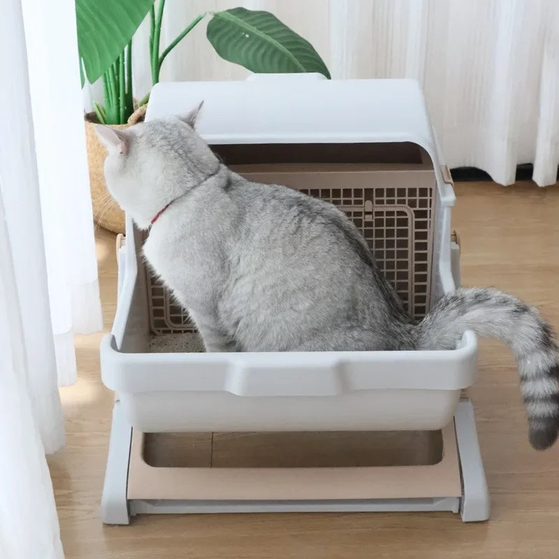 Semi-automatic Litter Box Anti-splash  Semi-enclosed - Pawsitive Cuddles