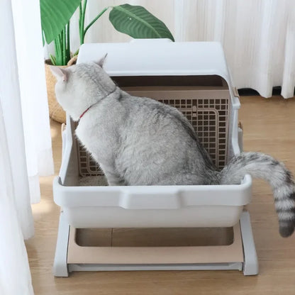 Semi-automatic Litter Box Anti-splash  Semi-enclosed - Pawsitive Cuddles