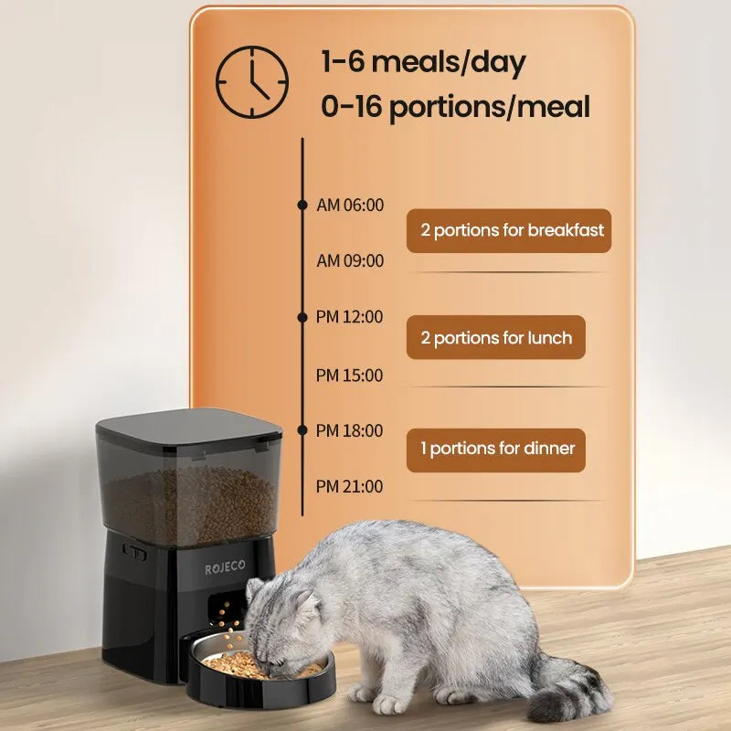 Button-Controlled Smart Cat & Dog Food Dispenser - Pawsitive Cuddles