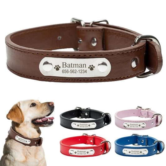 Personalized PU Leather Dog Collar - Pawsitive Cuddles