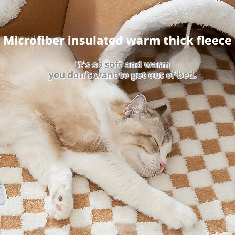 Plush Cat Bed with Reindeer Design - Pawsitive Cuddles