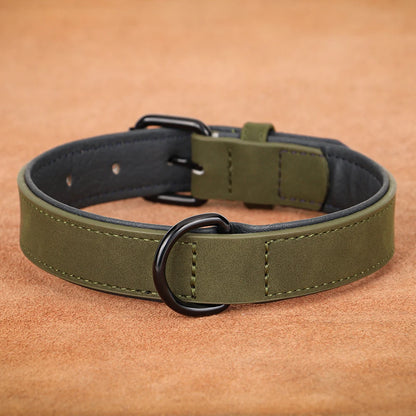 Soft Padded Real Leather Collar for Big Dogs - Pawsitive Cuddles