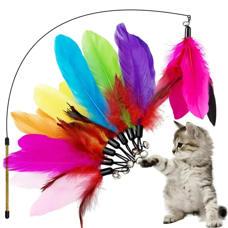 Interactive Cat Wand & Feather Toy - Pawsitive Cuddles