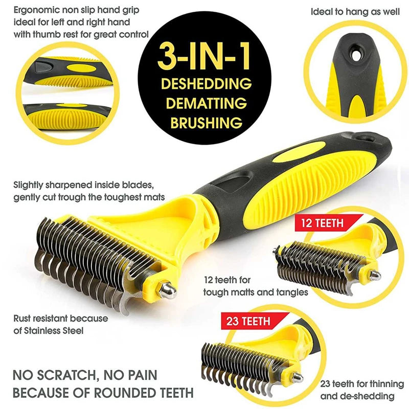 2-Sided Stainless Steel Pet Grooming Brush - Pawsitive Cuddles