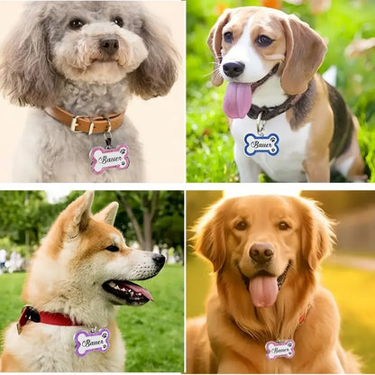 Custom Engraved Name Tag with Paw Print Design - Pawsitive Cuddles