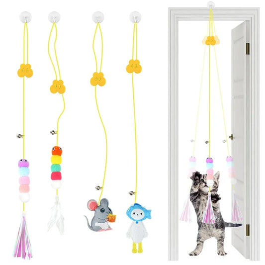 Cat Toy Swing – Elastic Feather Toy - Pawsitive Cuddles