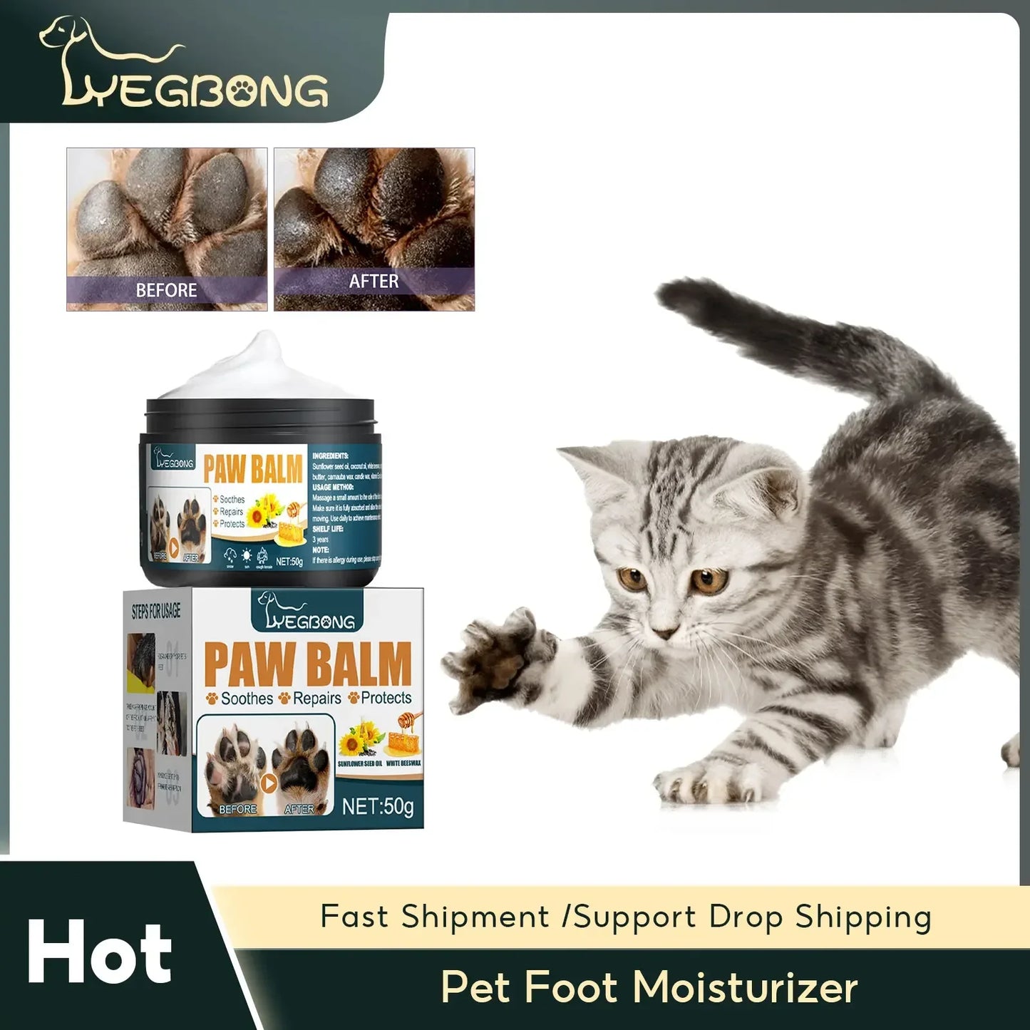 Pet Paw Balm Natural Pet Care Soother Moisturizer Cream Repair Dry Cracking Skin