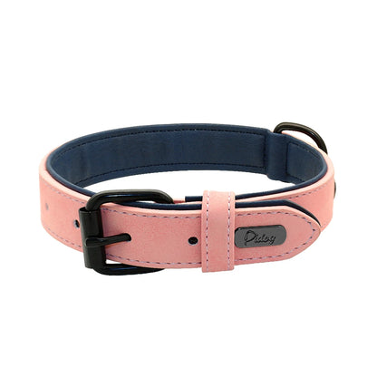 Soft Padded Real Leather Collar for Big Dogs - Pawsitive Cuddles