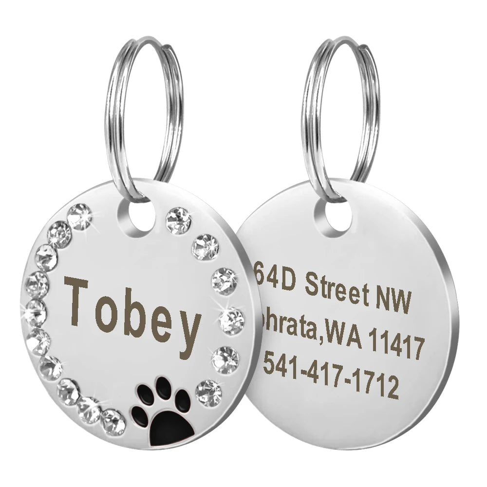 Rhinestone Name Tag for Dogs & Cats - Pawsitive Cuddles