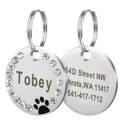 Rhinestone Name Tag for Dogs & Cats - Pawsitive Cuddles