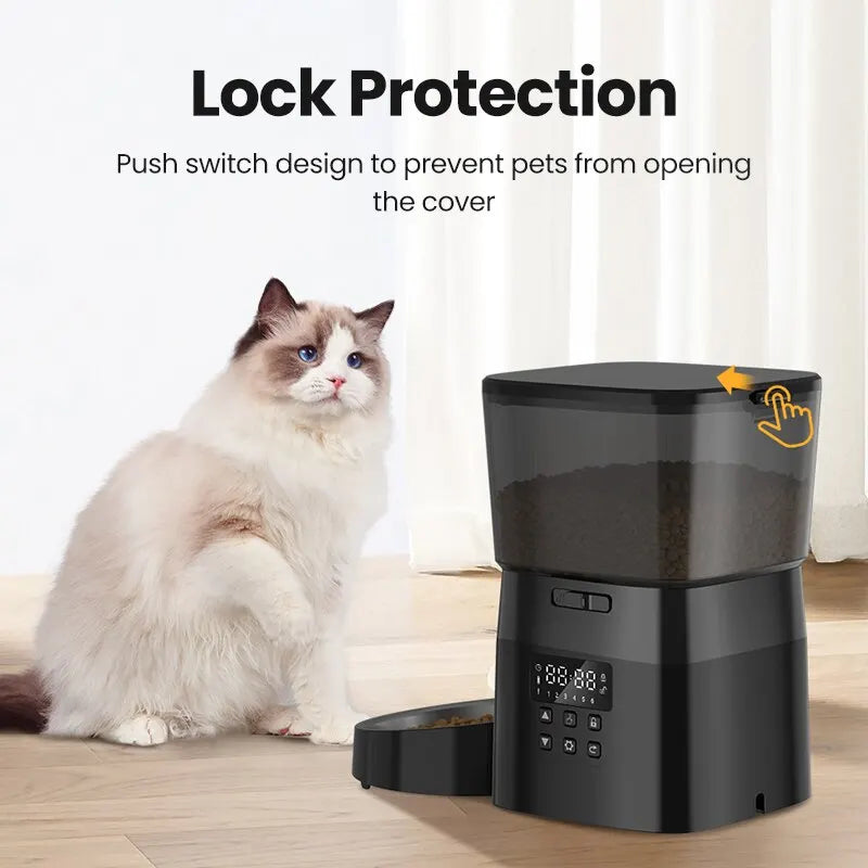 Button-Controlled Smart Cat & Dog Food Dispenser - Pawsitive Cuddles