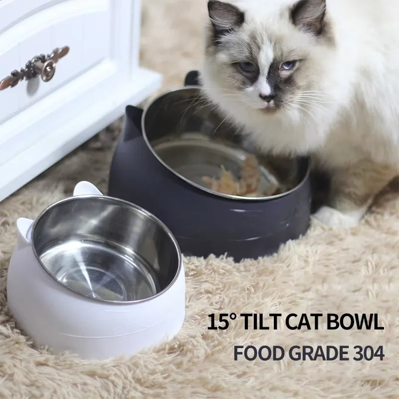 Stainless Steel Double Cat Bowl - Pawsitive Cuddles