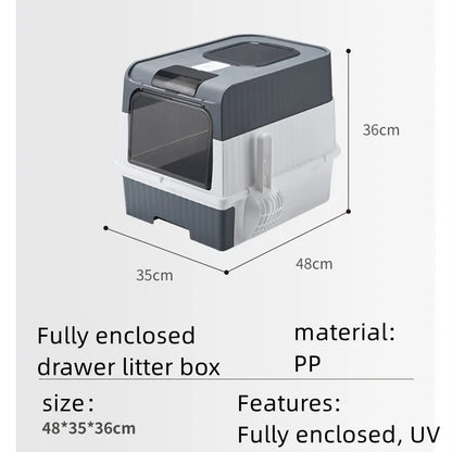 Fully Enclosed Litter Box with UV Sterilization & Deodorization - Pawsitive Cuddles