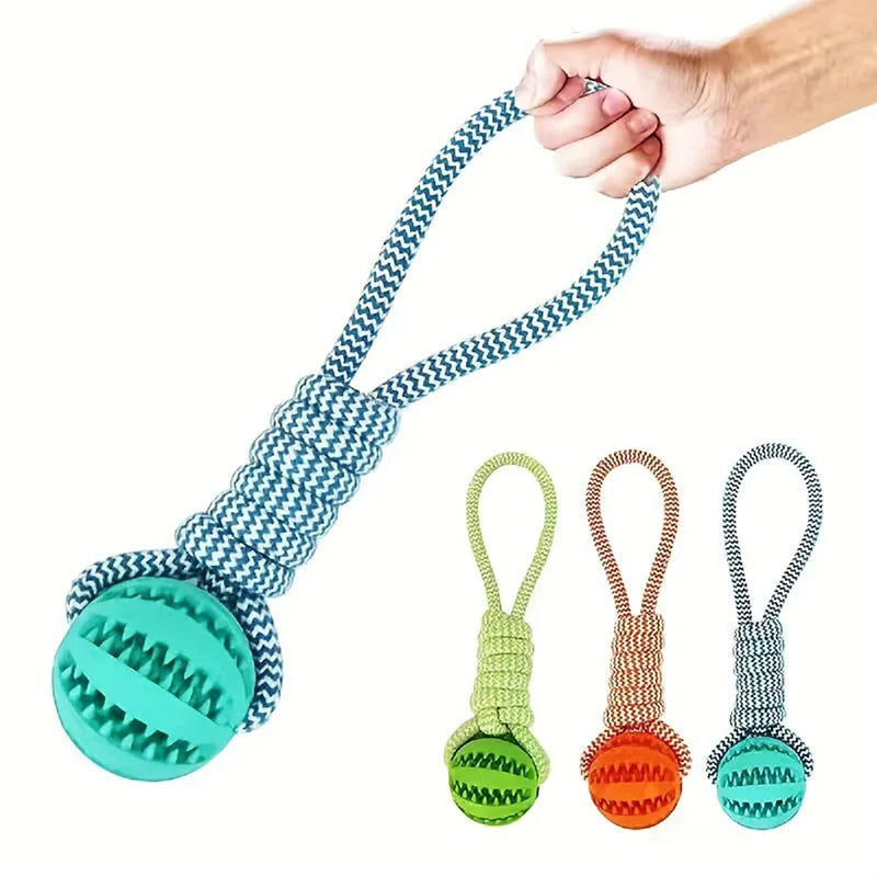 Interactive Dog Chew Toy – Treat Ball & Rope for Teeth Cleaning - Pawsitive Cuddles