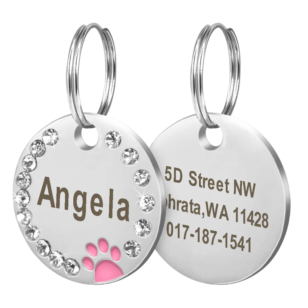 Rhinestone Name Tag for Dogs & Cats - Pawsitive Cuddles