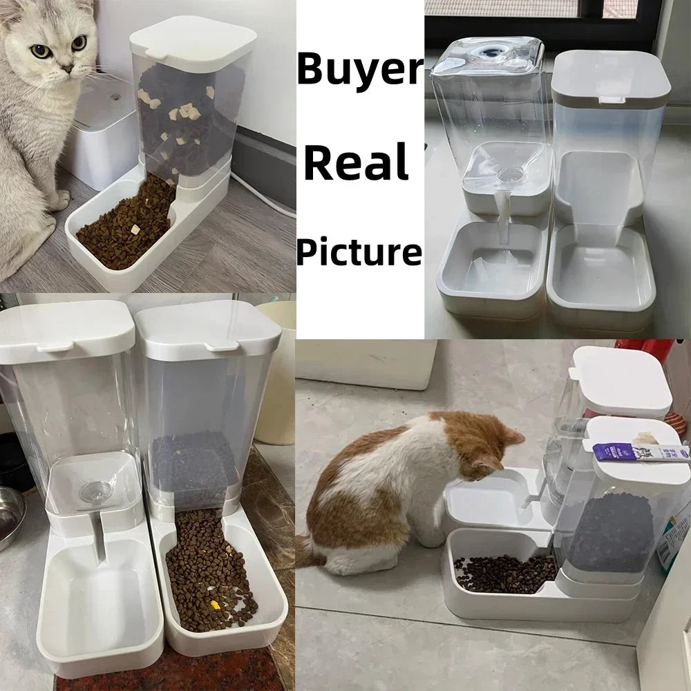 Automatic Cat Water Dispenser Gravity Dog Feeder Cat Feeder and Cats Water Dispenser Cat Feeder Food Storage Dispenser Container - Pawsitive Cuddles