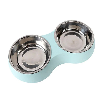 Stainless Steel Double Pet Bowl – Food & Water Dish - Pawsitive Cuddles