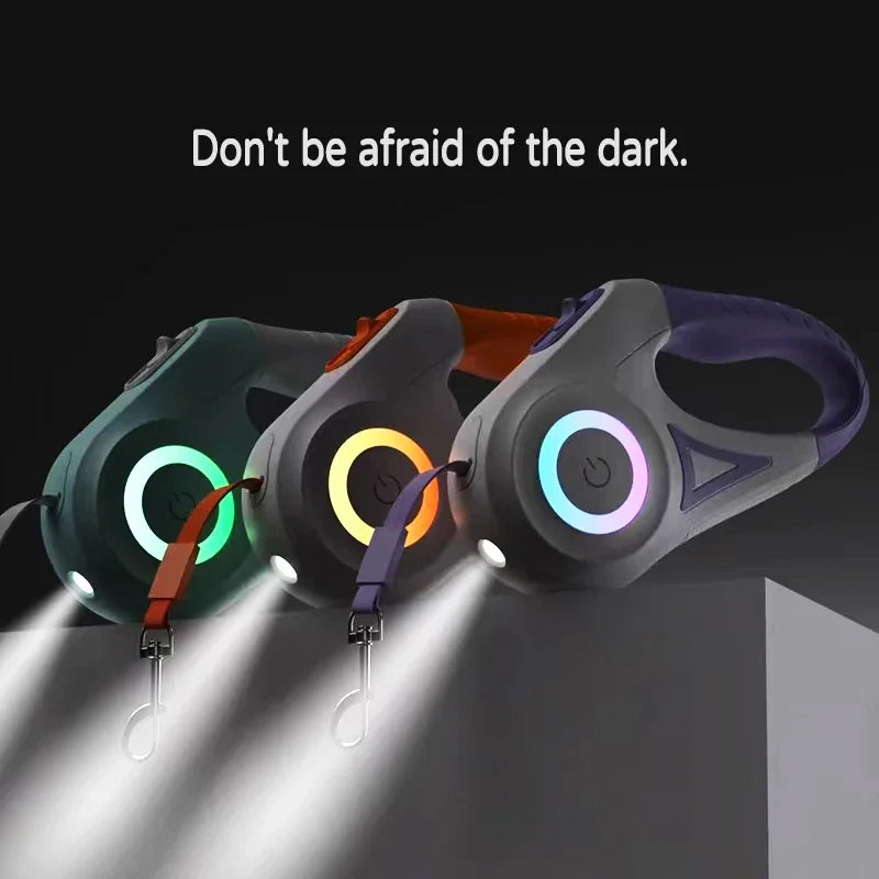 LED Retractable Dog Leash with light - Pawsitive Cuddles