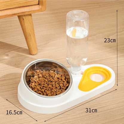Double Cat Bowl Feeder – Large Capacity Food & Water Dispenser - Pawsitive Cuddles