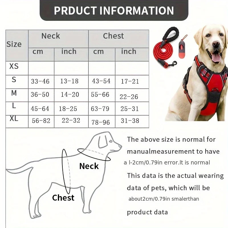 3 Pcs/set Anti-Escape Dog HarnessLeash And Poop Bag - Pawsitive Cuddles