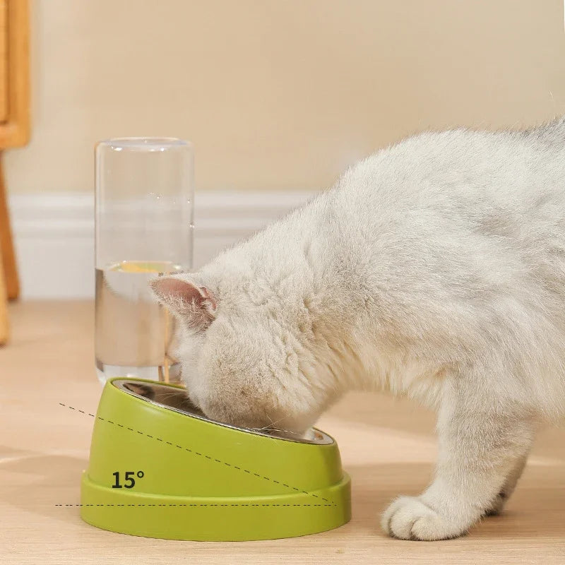 Double Cat Bowl Feeder – Large Capacity Food & Water Dispenser - Pawsitive Cuddles