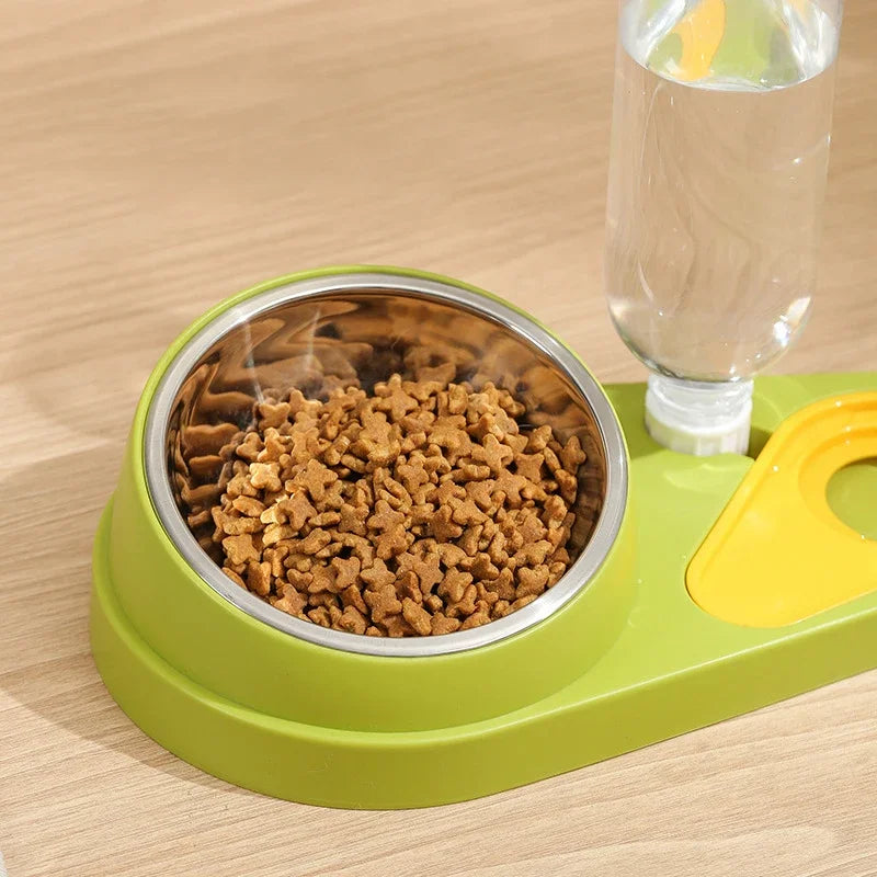 Double Cat Bowl Feeder – Large Capacity Food & Water Dispenser - Pawsitive Cuddles