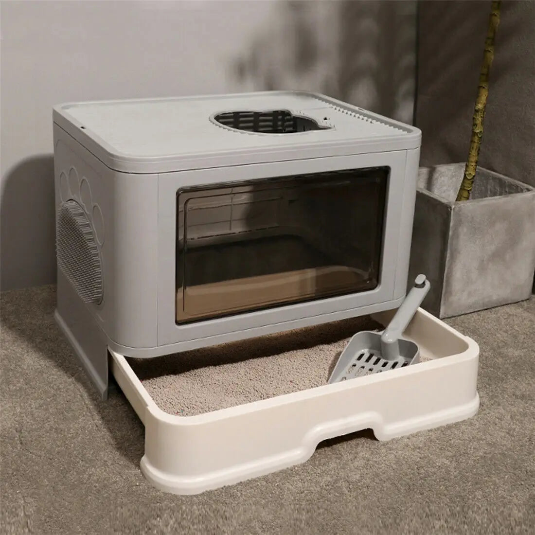 Foldable Cat Litter Box Front Entry & Top Exit - Pawsitive Cuddles
